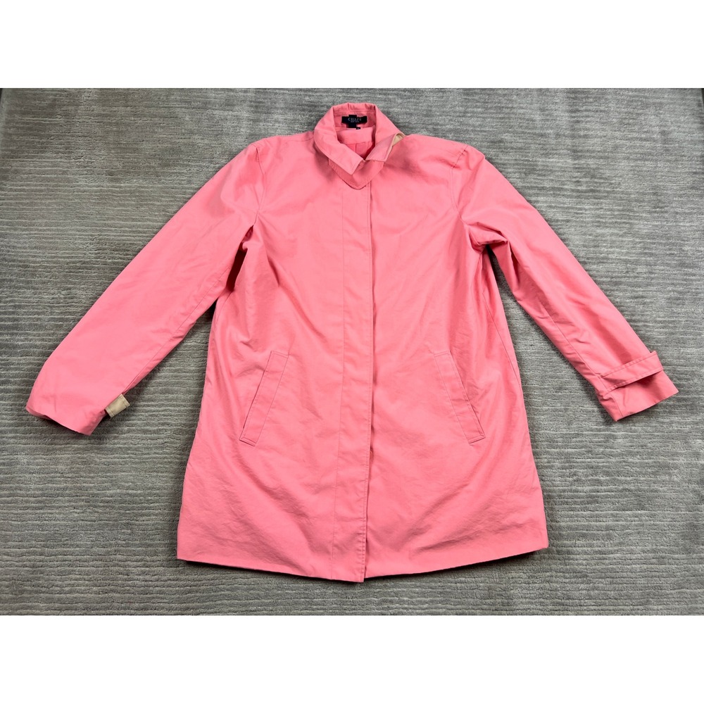 Chaps Womens‎ Coral Pink Trench Coat Hidden Button Mid Length Jacket XL